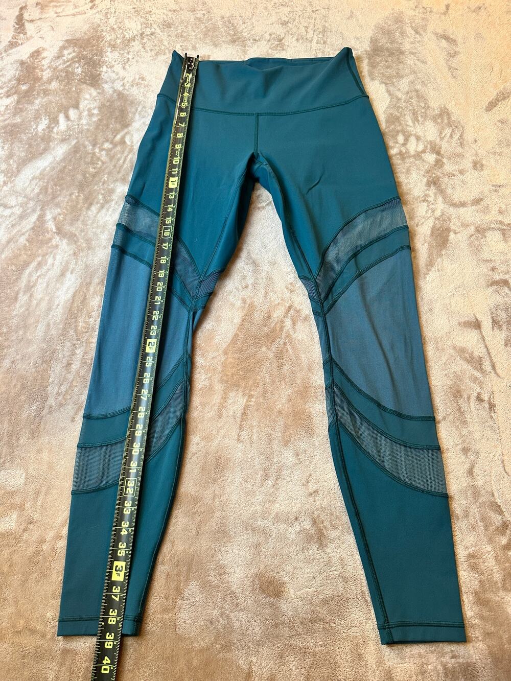 Lululemon Mesh Panel High Rise Leggings Teal Green Size 10